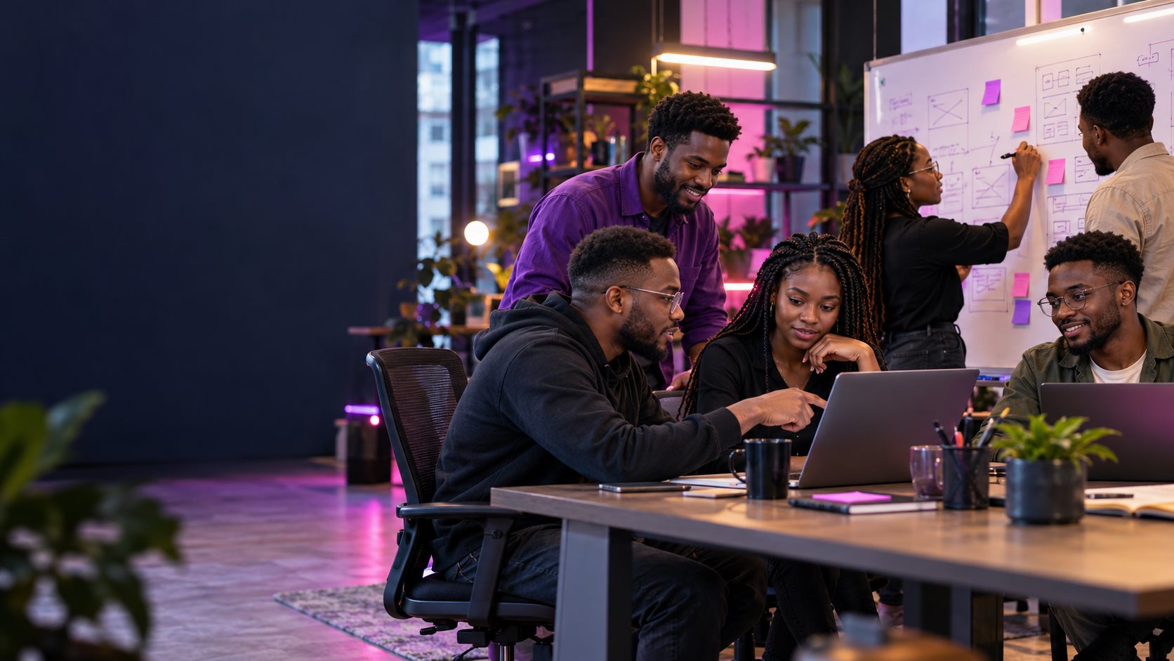 Nigerian software engineers collaborating in a product studio